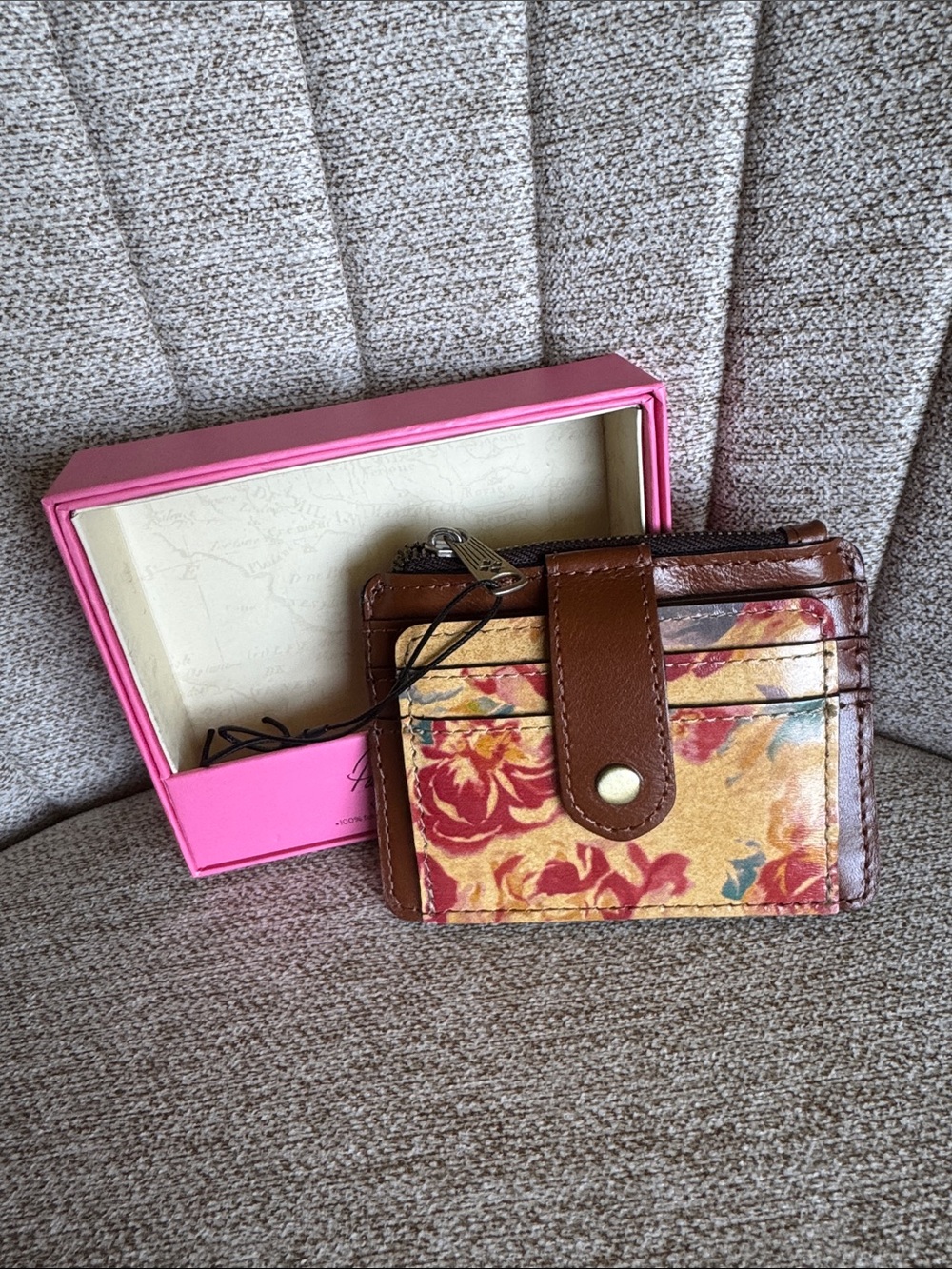 Patricia Nash Chestnut Brown RFID Card Wallet with Snap Tab